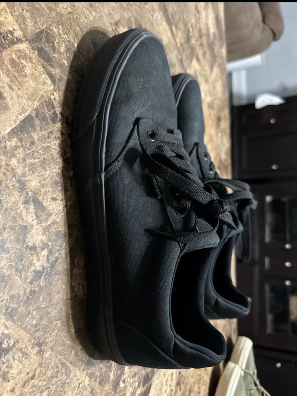 Men's Vans All-Black Canvas Low-Top Sneakers